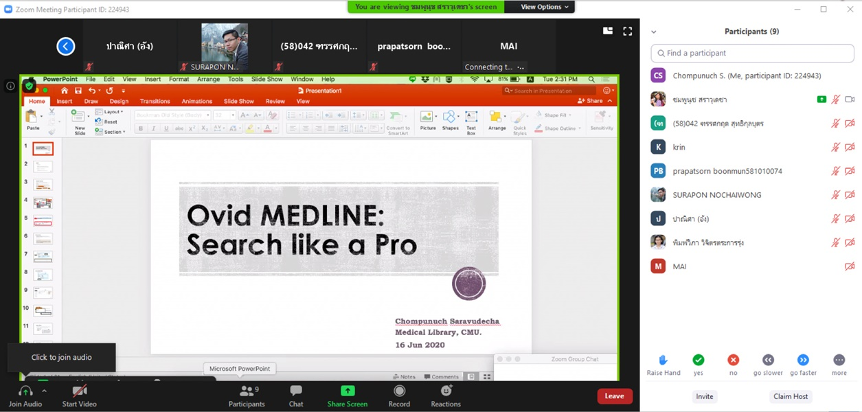 Databases or Programs Training in June 2020 - MedCMU Library